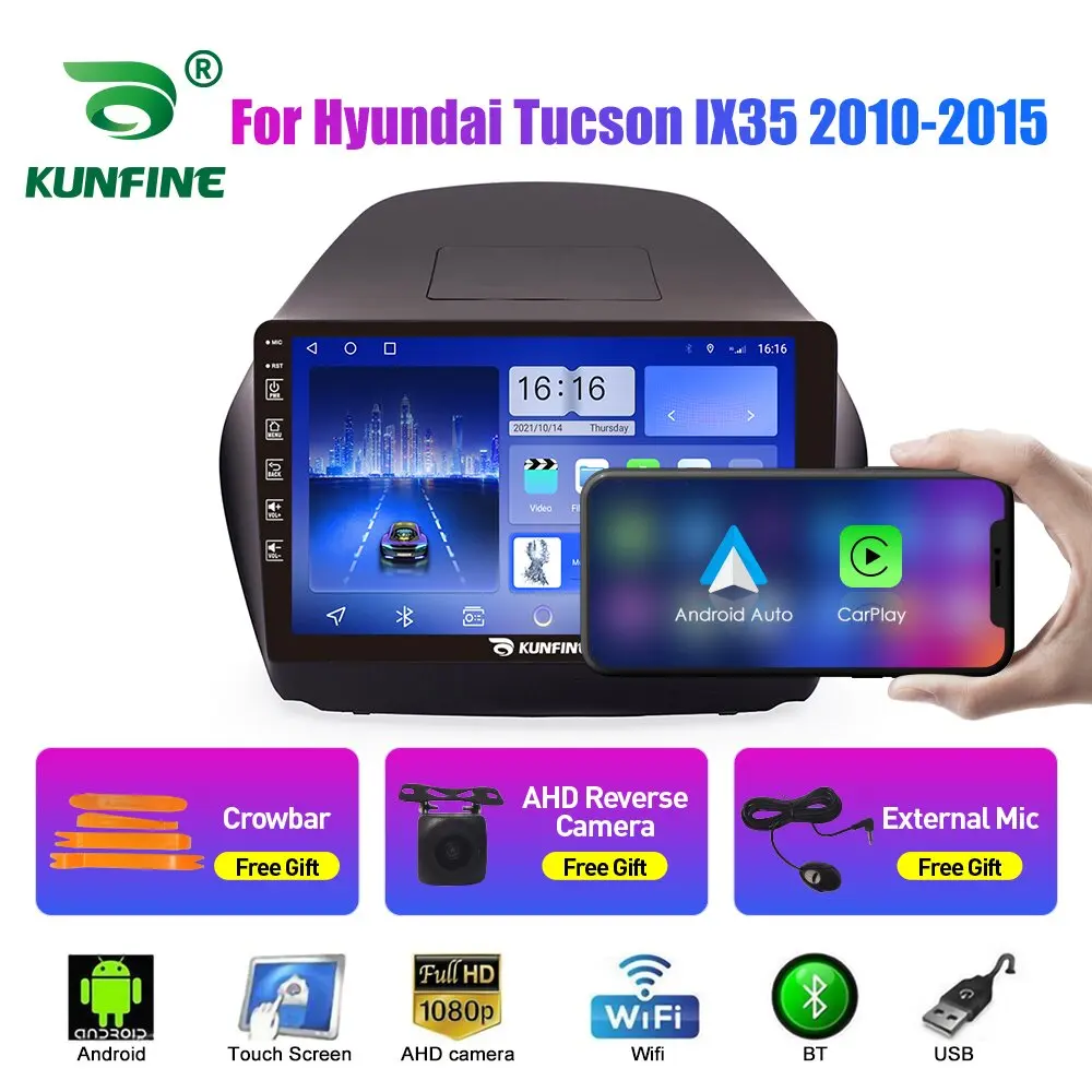 10,33 дюйма Автомагнитола для Hyundai IX35 Tucson 10-15 2Din Android Восьмиядерный автомобильный стерео DVD GPS Навигационный плеер QLED