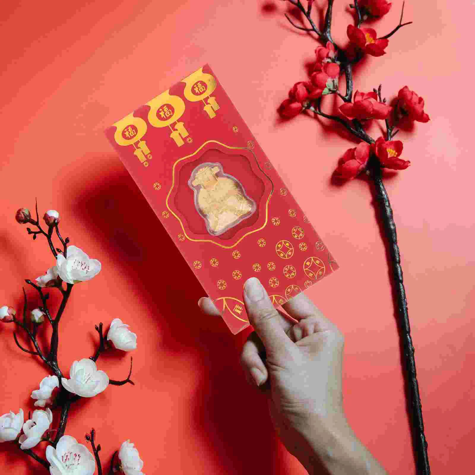 10 шт. Бог Богатства Красный Конверт Для Детей Пакеты Креативные Конверты Кролик Год Сусальное Золото Новый Китайский Традиционный