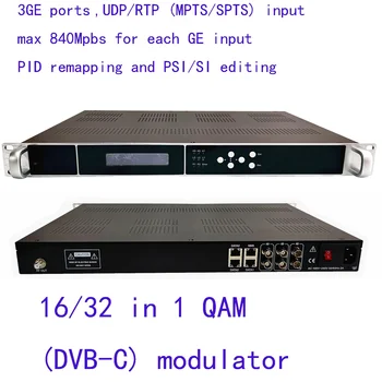16/32 несущие цифрового модулятора DVB-C, гига-IP модулятор DVB-C, цифровой модулятор catv,