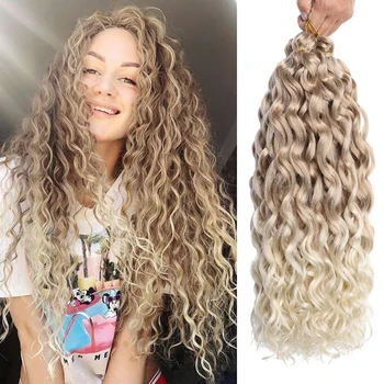 1Pack Curl Crochet Hair 18 дюймов Ocean Wave Волосы Water Wave Синтетические косички Наращивание волос, Кудрявый Вязание Крючком Для Черных Женщин