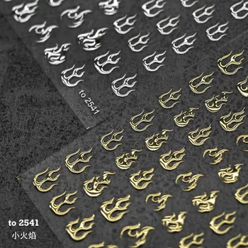 1pcs 5D Японский Ретро Золото Серебро Огонь Нейл-Арт Наклейки Роскошный Звездный Узор Украшения для ногтей Трансфер Наклейки DIY Аксессуары