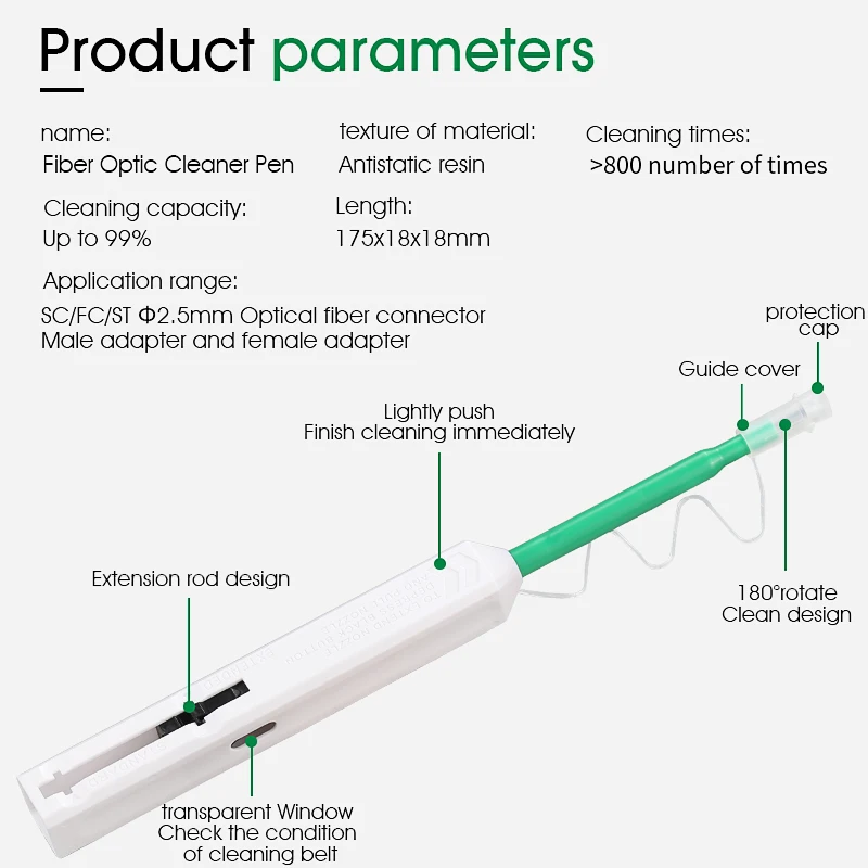 20 слот Инструменты для очистки оптоволоконных разъемов 800 раз LC SC FC 1,25 2,5 мм Fiber Cleaner Pen Stick Набор для оптического адаптера