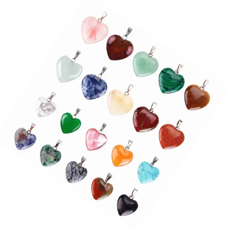 20 шт. Кулон из камня сердца для DIY Ремесло Ожерелье Браслет Серьги Ювелирные изделия