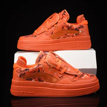 2023 Мода Оранжевый Мужские повседневные кроссовки Уличная одежда Хип-хоп Мужские кроссовки на платформе Дизайнерская удобная обувь для скейтборда Мужчины