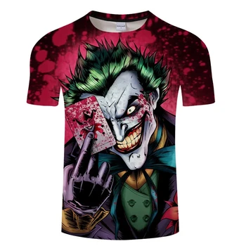 2023 Новая летняя мужская футболка с 3D-принтом Harajuku Evil Mask Joker Футболки с коротким рукавом Y2k Повседневные футболки с о-образным вырезом Punk Streetwear Топы Футболки