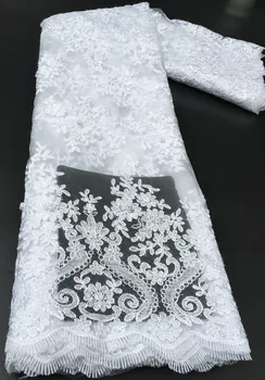 2023 Новейшая белая свадебная кружевная ткань Африканская нигерийская сетчатая кружевная ткань Высококачественное французское сетчатое кружево для свадебного KSY21111
