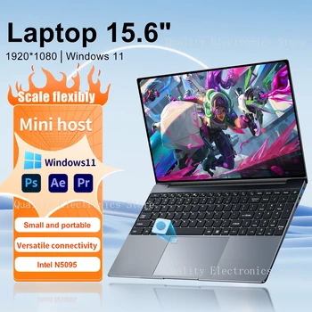 2024 Новый 15,6-дюймовый офисный ноутбук 32 ГБ DDR4 1024 ГБ SSD Windows 11 N5095 Ноутбук IPS FHD 1080P Дисплей 5 ГГц WiFi USB 3.0