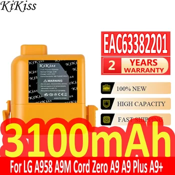 3100 мАч KiKiss Мощный аккумулятор EAC63382201 для LG A9PETNBED2X A9PETNBED A9MULTI A958 A9M Cord Zero A9 Plus A9Plus A9+ Bateria
