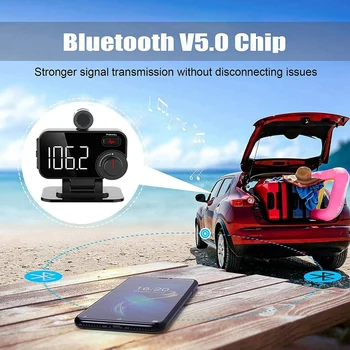3X Bluetooth FM-передатчик для автомобиля QC3.0 Автомобильный радиоприемник Двойной USB Внешний микрофон FM Громкая связь Вызов MP3-плеер