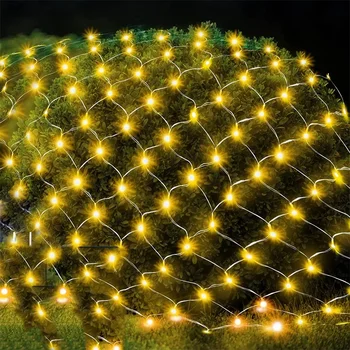 3x3M 320 Светодиодные рождественские сетчатые огни На открытом воздухе Рождественские гирлянды Водонепроницаемые сетчатые светильники для патио дерево кусты декор