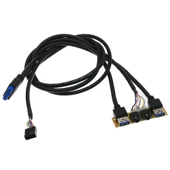 60 см Передняя панель корпуса USB3.0 + USB3.0 + HD Audio Jack Порты ввода-вывода + внутренний провод USB Линия лицевой панели DIY Удлинитель корпуса