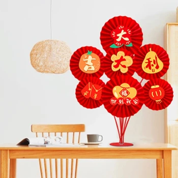 67JE Китайский Новый год Бумажные украшения для веера Настольные украшения Весенний фестиваль