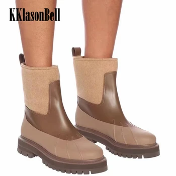 9.27 B*C Женские ботинки челси Мода Контрастный цвет Обувь для увеличения высоты KKlasonBell