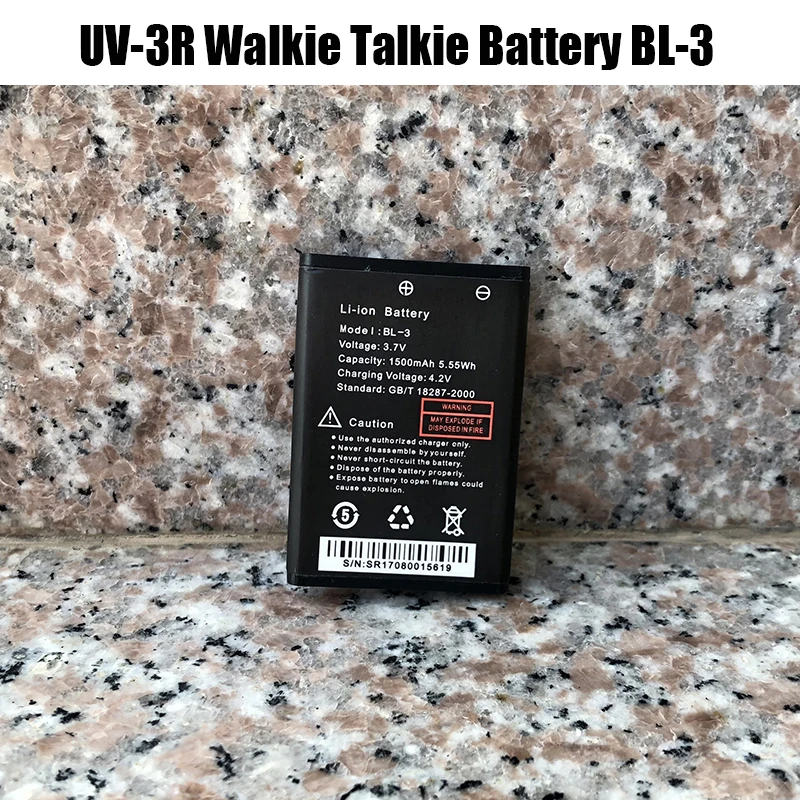 Baofeng Radio Walkie Talkie UV-3R Батарея 1500 мАч для BF-UV3R Аксессуары для двусторонней радиосвязи UV 3R Дополнительная батарея для радио Модель BL-3