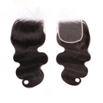  Body Wave Closure Бразильские человеческие волосы 4x4 Кружевные застежки 10-22 дюйма Натуральный цвет Реми Волосы для чернокожих женщин