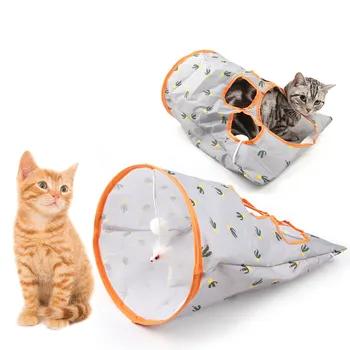 Cat Tunnel Сумка Складная интерактивная игрушка для кошек с плюшевым мячом Туннель для котят Маленькие домашние животные Дрель Ковш Инструменты для тренировок и бега