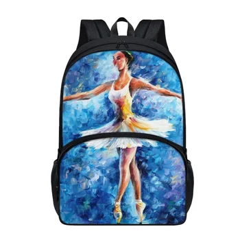 FORUDESIGNS Элегантный танцор балета Книжные сумки для картин маслом Школьные рюкзаки для школьников Многоцелевой практичный двойной застежка-молния