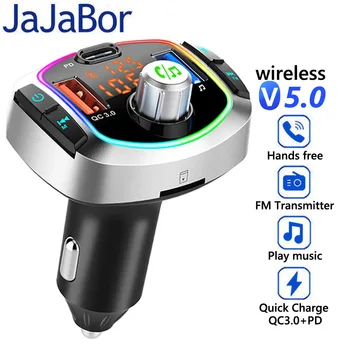 JaJaBor FM Передатчик Bluetooth 5.0 Автомобильный комплект Handsfree Беспроводной автомобильный MP3-плеер Двойной USB PD18W QC3.0 Дисплей напряжения быстрой зарядки