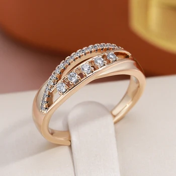 JULYDREAM Полые геометрические полые цирконовые модные кольца для женщин 585 золотая цветная личность для вечеринок ювелирные изделия свадебные аксессуары