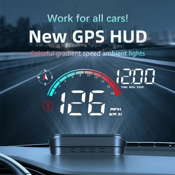M22 Автомобильный HUD Проекционный дисплей Универсальный цифровой GPS спидометр HD ЖК-проекция на стекло Автомобильный измеритель скорости Проектор лобового стекла