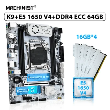 MACHINIST X99 K9 K9 Kit Материнская плата LGA 2011-3 Набор Процессор Xeon E5 1650 V4 Процессор 4 шт. * 16 ГБ = 64 ГБ ECC DDR4 Память RAM NVME M.2 WIFI