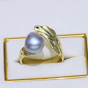 MeiBaPJ Натуральное пресноводное жемчужное перьевое кольцо Real 925 Стерлинговое серебро Изысканные свадебные украшения для женщин