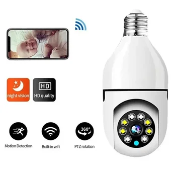 NEW E27 Bulb Surveillance 5G Камера Полноцветная камера ночного видения Автоматическое слежение за человеком Зум Внутренний монитор безопасности Wi-Fi камера