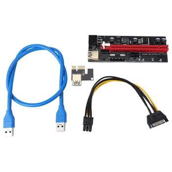 NEW-VER009 USB 3.0 PCI-E Riser VER 009S Express 1X 4X 8X 16X Extender Riser Adapter Card SATA 15-контактный - 6-контактный кабель питания