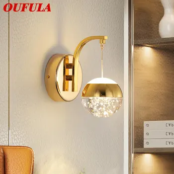 OUFULA Золотой Хрустальный Настенный Светильник Nordic Simple Bubble Sconce Light Светодиодные светильники для домашней спальни Декоративные