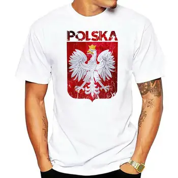 Polska God?o Koszulka Flaga Белая футболка Польша Koszulki Patriotyczne Polski Хлопковая футболка Хлопок с коротким рукавом
