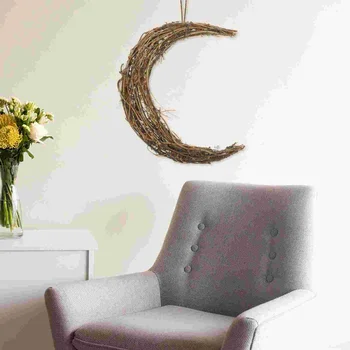 Smilax Glabra Ротанг Венок в форме луны Обручи На открытом воздухе Рождественские украшения Виноград DIY Материал Круг для гирлянды