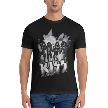 The Band - Destroyer Черно-белая футболка с логотипом тумана Мужские футболки из чистого хлопка Футболки с круглым вырезом KISS с коротким рукавом