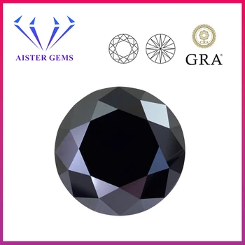 Top Натуральный черный камень муассанит 0,5-5,0 карата 3Отличные лабораторные бриллианты круглой огранки проходят тестер алмазов с сертификатом GRA