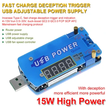 TZT DP2F DC DC регулируемый USB-лабораторный источник питания постоянного тока 0,5-30 В 15 Вт постоянного тока QC2.0 QC3.0 AFC FCP Триггер быстрой зарядки
