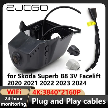 ZJCGO 4K Wifi 3840 * 2160 Автомобильный видеорегистратор Видеорегистратор для Skoda Superb B8 3V Facelift 2020 2021 2022 2023 2024