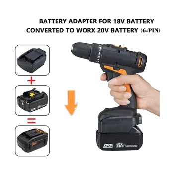  Адаптер аккумулятора для Makita 18 В серии BL Преобразование батареи для WORX 20 В 6-контактный конвертер для литиевых батарей