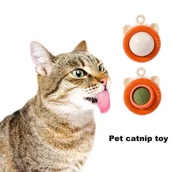 Безопасная игрушка для кошек Настенная игрушка для облизывания кошек со сменным шариком с кошачьей мятой для здоровья полости рта Зубы Липкая спина Ротационный дизайн Кошка