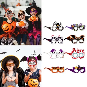 Бумажные очки на Хэллоуин, Тыквенный паук, Призрачные бумажные очки, Фестивальная вечеринка, Жуткий фотореквизит, Набор из 8 шт.