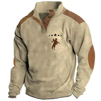 Винтажные толстовки с капюшоном для мужчин Осень с длинными рукавами на пуговицах Мужская одежда Оверсайз Уличная одежда Зимний повседневный мужской пуловер