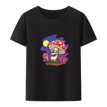 Волшебные грибы Хлопковая футболка Психоделическая мультяшная анимация Стиль Y2K Удобный дышащий легкий модальный футболочный топ