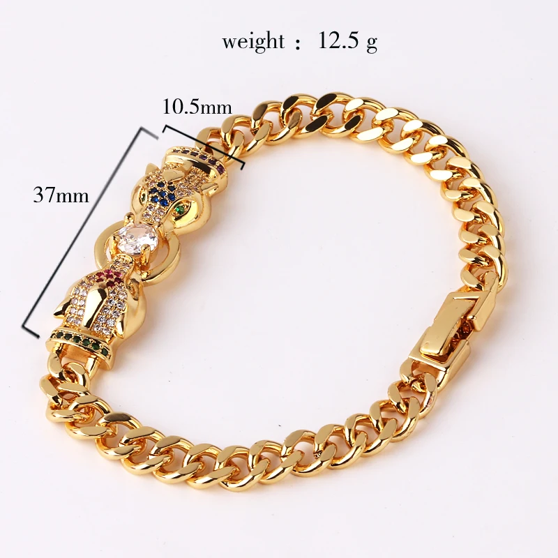 Высококачественный леопардовый браслет Женский винтажный браслет золотого цвета с блестящим AAA CZ Stone Row, элегантный подарок для вечеринок ювелирных изделий