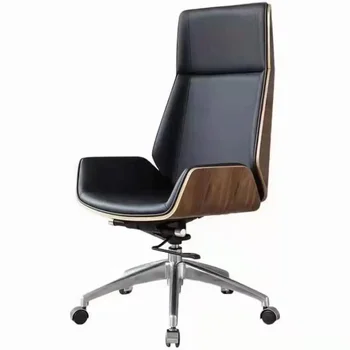 Горячая распродажа Роскошное фанерное сиденье Высокие кожаные деревянные стулья для руководителей для домашних офисов