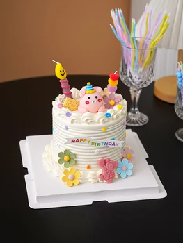Детский день День рождения Мультяшный торт Топпер Симпатичная мягкая пластиковая шляпа для вечеринок Маленький медвежонок Украшение Плагин Подарки на День детей