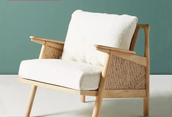 Диван в японском стиле в стиле ретро из массива дерева стул для отдыха со спинкой стул для дома B & B Одноместный стул из ротанга