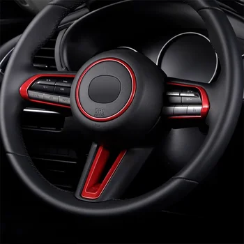 Для Mazda 3 CX-30 2019 2020 аксессуары ABS Углеродное волокно / красный / матовый Переключатель на рулевом колесе Кнопка Рамка Крышка Отделка 4шт