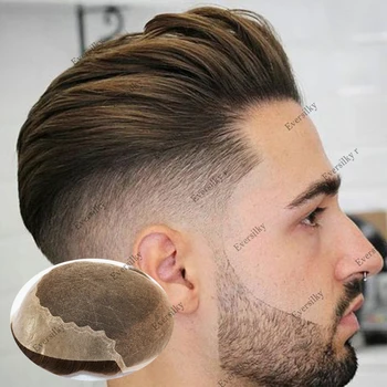 Дышащий мужской парик Q6 Кружево и полиуретан 100% натуральные человеческие волосы Парик Прочный мужской парик Дешевый волосяной протез Exhuast Systems Бесплатная доставка