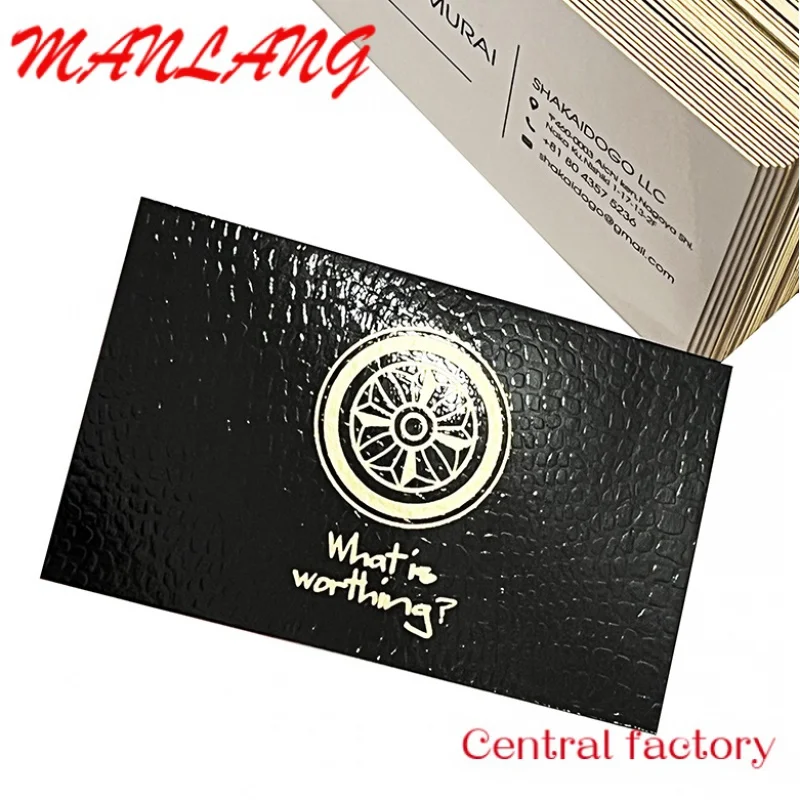  Изготовленные на заказ элегантные визитные карточки из фольги с золотым краем Тиснение Отделка Белая бумага Пользовательские подарочные бизнес-карты с логотипом