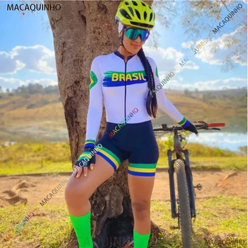 комбинезон женский длинный велосипед обезьяны бразилия белый велоспорт одежда бесплатная доставка продвижение велоспорт комбинезон