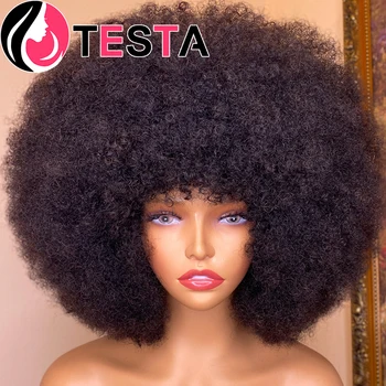  Короткие афро кудрявые парики из человеческих волос для чернокожих женщин 13X4 Полный фронтальный кружевной парик Натуральные парики стрижки пикси дешевый парик из человеческих волос