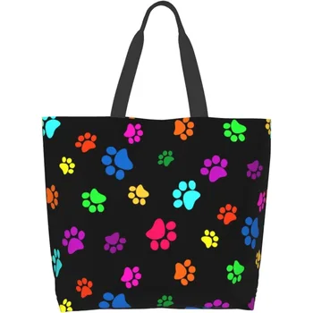  Красочная большая сумка для собак для женщин Многоразовые сумки для продуктов Водонепроницаемая сумка для покупок с внутренним карманом для путешествий